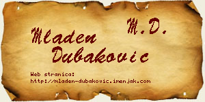 Mladen Dubaković vizit kartica
